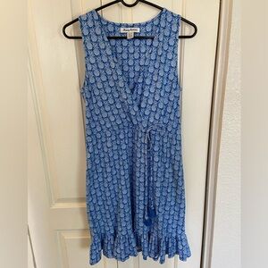 TOMMY BAHAMA Dress,  Blue, Pineapple print, Sleeveless, V-neck, Cotton Jersey XS